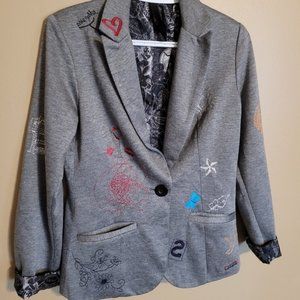 Desigual embellished grey blazer, lightly lined